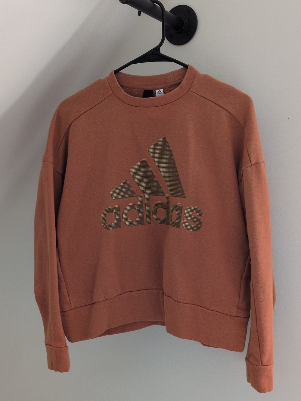 adidas Women's Crewneck Sweatshirt with Metallic Logo in Rust